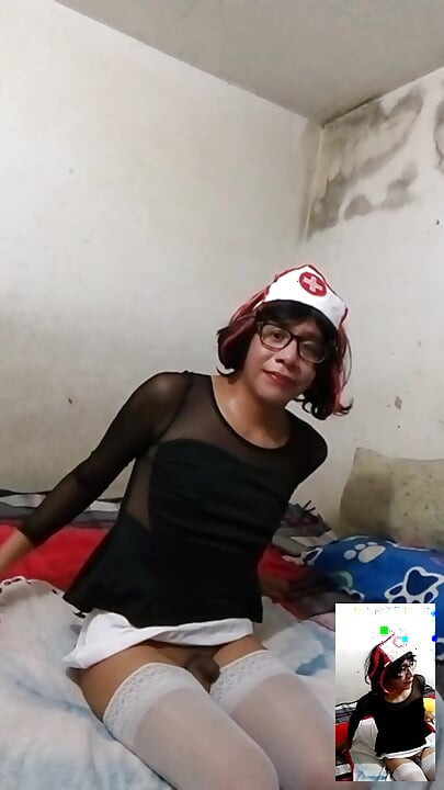 Joselynne Crossdresser In Nurse Cosplay And Heels In Bed Second Part