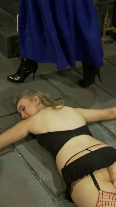 Religious Nun In Fetish Stockings Fucks Blonde With Long Dildo | Clip 1