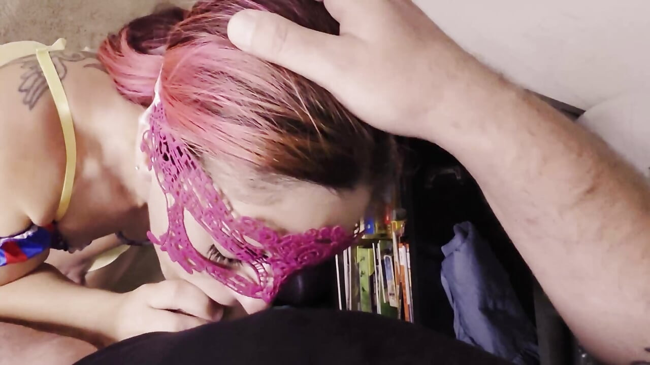 Masked Girl Deepthroats & Takes Heavy Facial