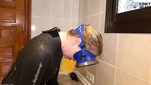 Flooded Mask Dishwashing in Wetsuit & Heels - Wet Mess Fun
