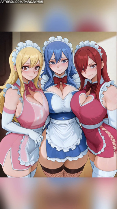 Lucy Erza and Juvia Maid Bounce - Fairy Tail