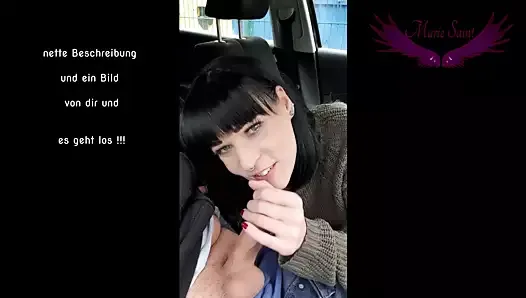 Busty German Girl Sucking Dick In Car But Gets Caught – Public