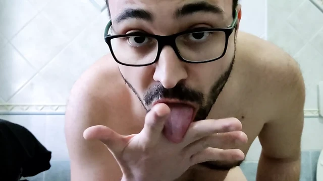 Me eating my self cum after a fast hard handjob masturbation.. taste so good