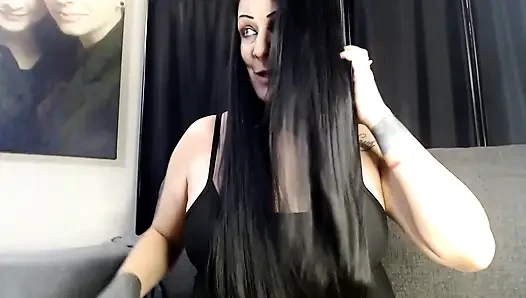 Sikat jari rambut hitam panjang disiksa