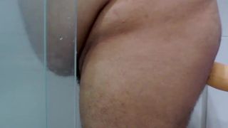 Obese anal in the shower