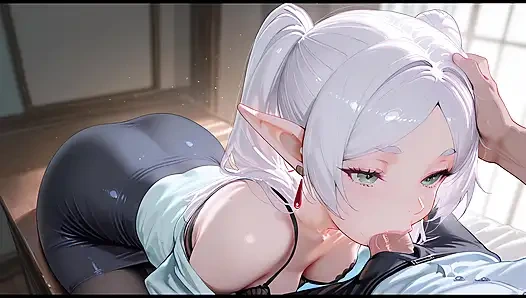 Frieren zam istemek için patronuna geldi. Frieren patronuyla seks yapıyor. Frieren hentai cosplay