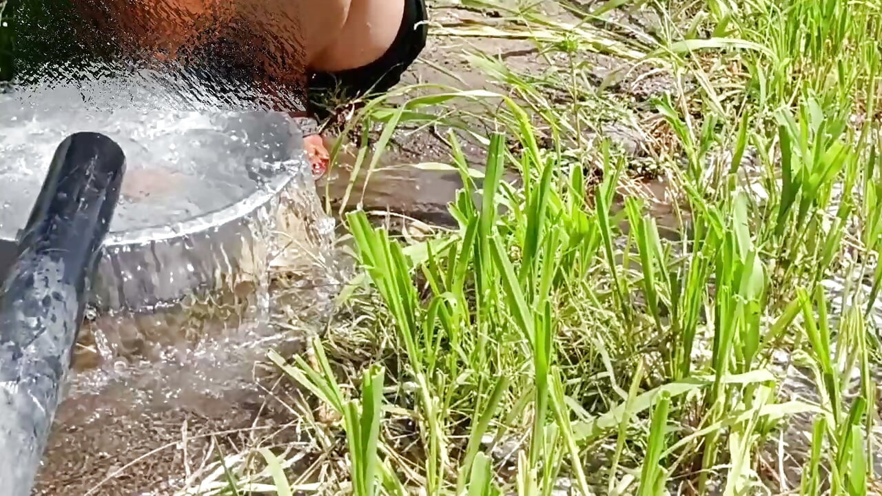 The desi stepsister of the village is bathing openly in the open field, bathing naked in the forest, brother-in-law is secretly watching the beautiful Bhabh.