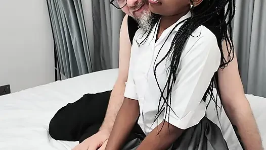 Stepdaughter's pussy is sore but she still masturbates while stepdaddy holds her