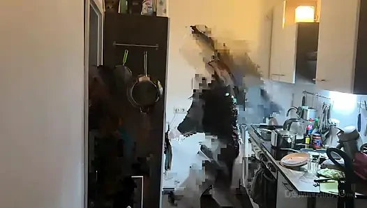 Dominant MILF Stretches Latex Sub's Ass Wide in Kitchen