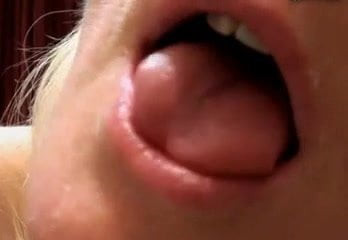 Blonde Cougar blows a dildo up close then fucks ass