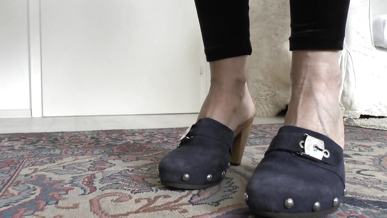 Blue Wooden Clogs, Sabots, Lady Victoria Valente