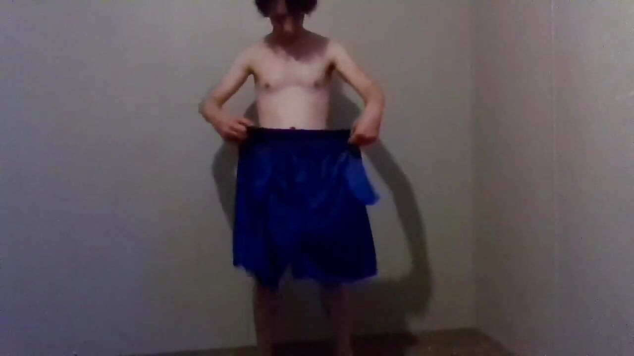 Trying Clothes; Playing, Dressing and Undressing - Blue Silky Shorts Pt 14