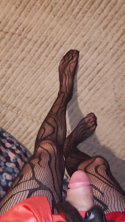 Teasing My Fishnet Stocking