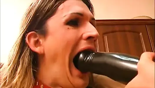 Trans woman ass fucking anal dildo penetrated