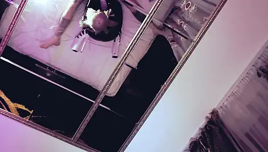 Heiße domina Eva Latexspiel mit einem schwanz, CBT-spielzeug BDSM kink domina fetisch milf reife herrin, blondine