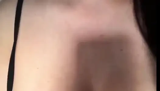 My stepsister fondles her tits and wet pussy