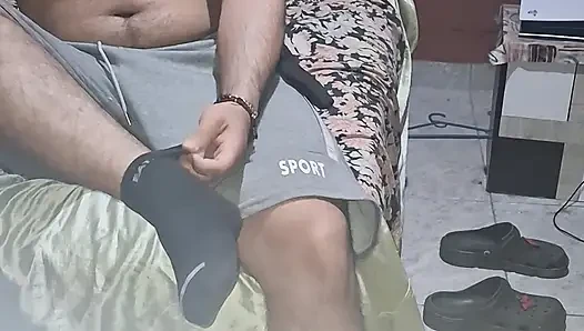 Hairy man, ready for bath