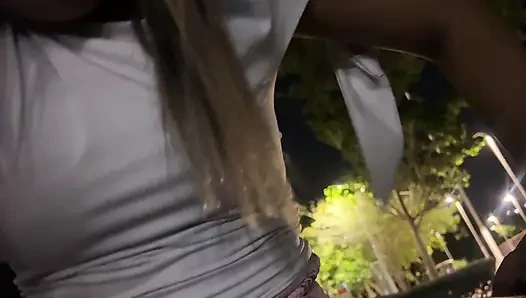 My shy girlfriend likes to fuck in a public square and doesn't mind being seen