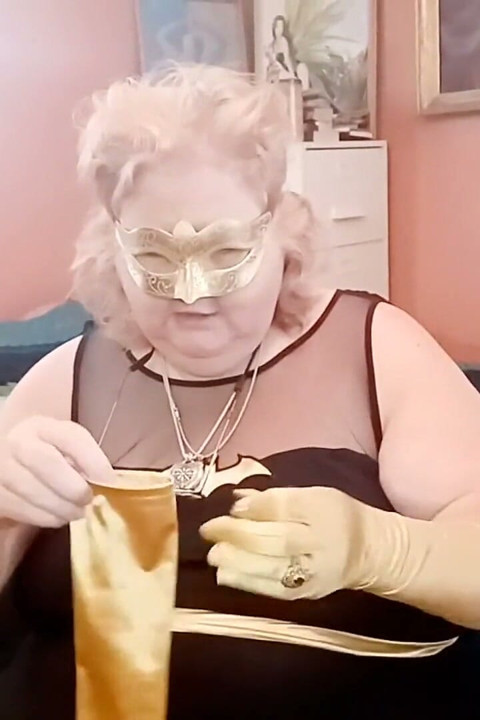 Satin Gold Gloves Fetish Play BBW Style