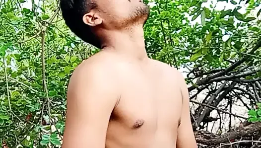 Indian desi Teenage boy masturbating in the jungle outdoors #gaju part1