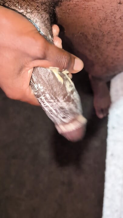 Creamy masturbation with my big black cock