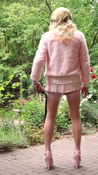 Wanking in Pink Fur Silk Satin | Clip 2