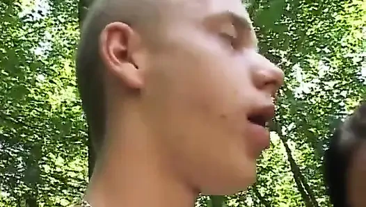 Horny Stud and Slutty Brunette Have Hardcore Fuck Session Outdoors