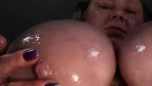 BBW BDSM-seil Gefesselt, Ölige Möpse Und Nippel Solospiel