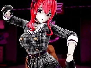 Hoshimachi Suisei Apple Pie Hololive Dance and Sex Undress Mmd 3D Redhead Color Edit Smixix