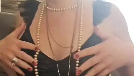 A sexy stepmother caresses her vagina and her big ass