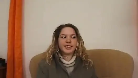 Amateur blonde masturbating on her first casting