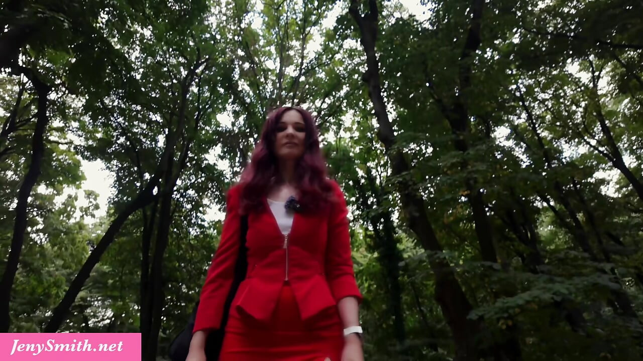 Hot MILF Jeny Smit masturbates outdoor in the woods with an anal dildo