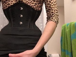 cumming in a tight corset