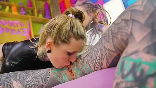 Alternative Tattoo Babes Share Deepthroat & Ass to Mouth Facial