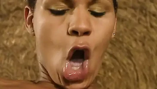A Crazy Dark-skinned Brat Gets Licked and Fucked From All Sides