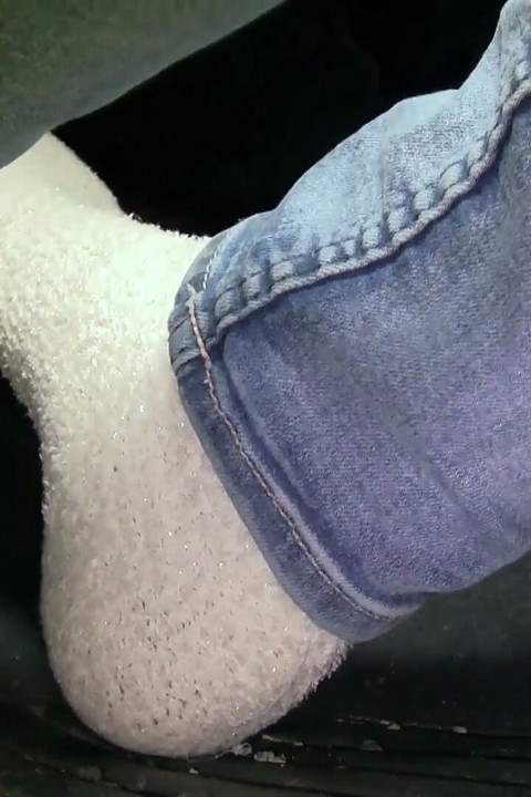 Pedal Pumping and Driving Just in White Terry Socks
