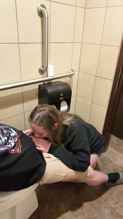 Wife Almost Caught Sneaking in to Restroom to Get Fucked