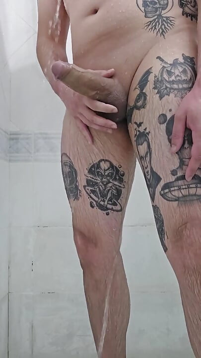 Chubby Was Caught Jerking off in the Shower