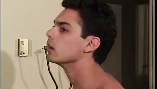 Two bisexual males & busty slut suck & fuck