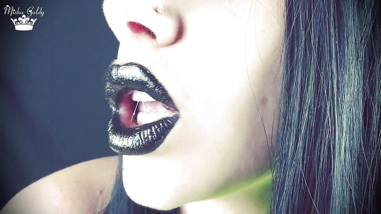 Küsse von schwarzen glänzenden lippen ASMR JOI