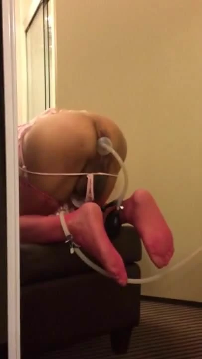 Double balloon Bardex enema nozzle stretching my boi pussy
