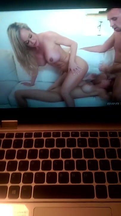 Stroking to pornwith cum tribute