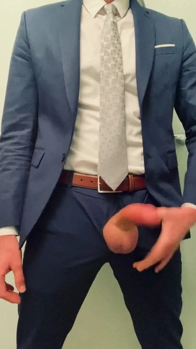 Daddy suit and tie playing with his MASSIVE COCK!