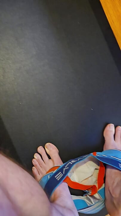 Soft to hard quick huge cum on standing mat, floor, and feet from slowly stroking