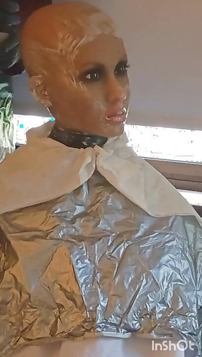Ebony doll Julia head and facial with lots of cream