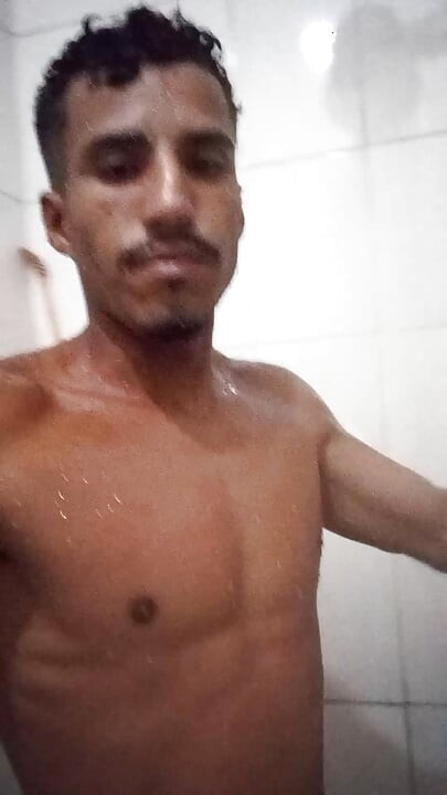 Brazilian Brunette 16cm Thick in the Shower - Hairy Hard Cock Taking a Hot Shower