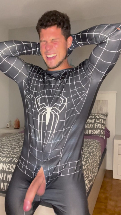 My Big Cock Cums With No Touch With Spiderman Suit