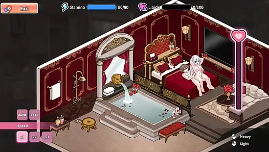 Хентай игра - секс замужней женщины шаловливой с большими сиськами - аморальная баня