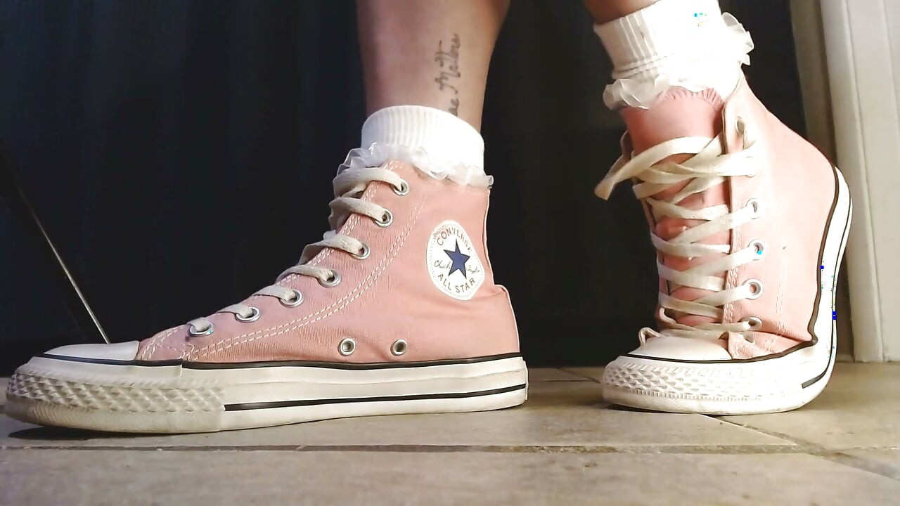 White Ruffled Socks Pink Converse Sneakers Tease