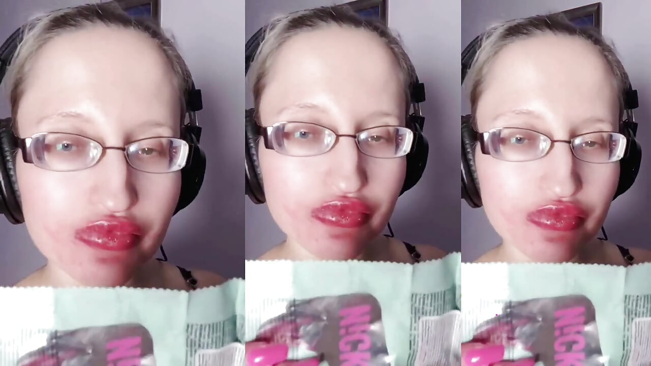 Asmr slatka čokolada jede- Asmr, naočare, gigante, karmin, velike usne, moša, hrana, fetiš lica, dugi nokti